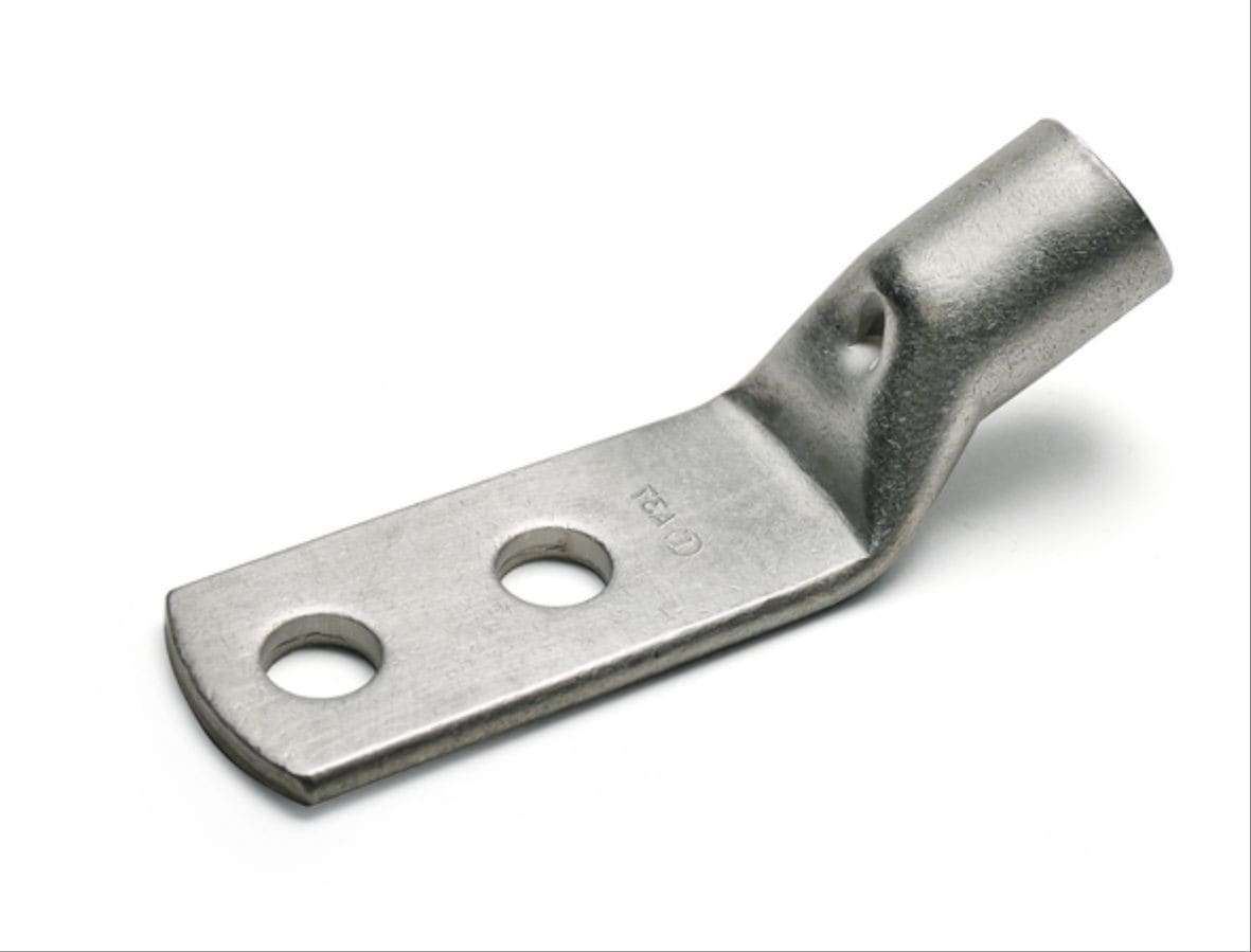 Cembre - Cosse tubulaire cuivre 70 mm² - 2 trous diam. 12 mm coudée à 345°