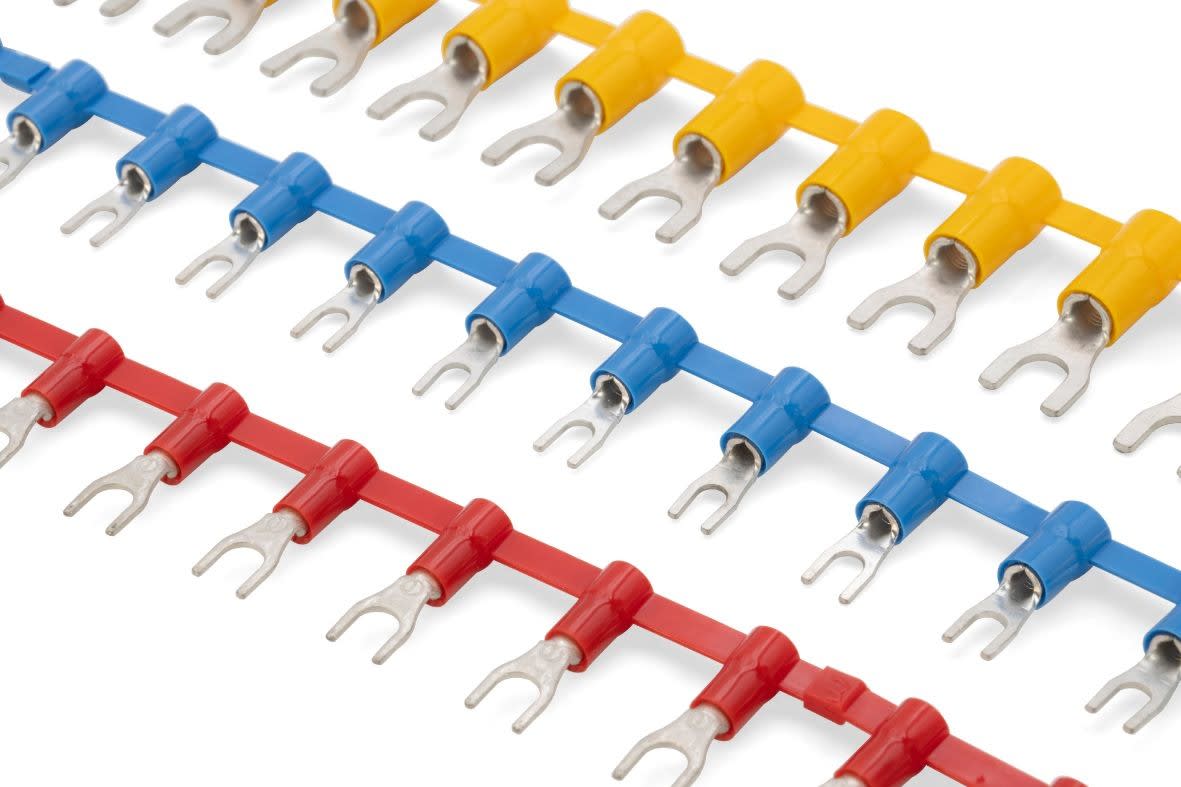 Cembre - Cosse préisolée fourche rouge (0,25 à 1,5 mm²) - Diam. 3 mm en bande