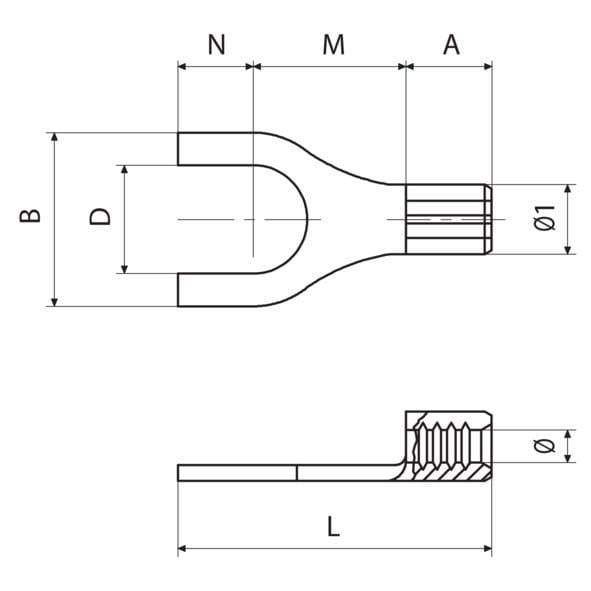 Cembre - Cosse nue roulée fourche 4 à 6 mm² - Diam. 12 mm