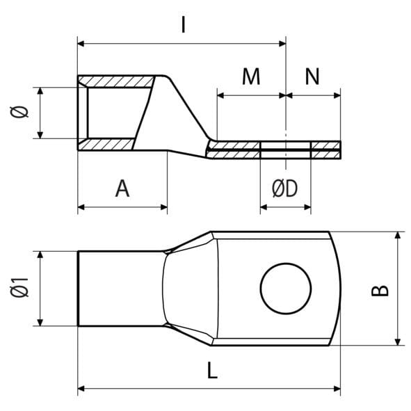 Cembre - Cosse tubulaire série HR 240 mm² - Diamètre 16 mm²