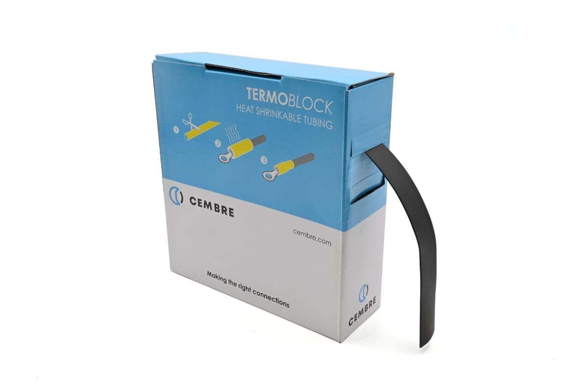 Cembre - Gaine thermo 2:1 en cassette 12,7 mm av. rétreint L 10 m noire