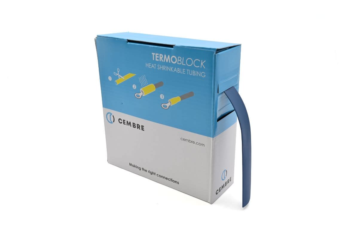 Cembre - Gaine thermo 2:1 en cassette 12,7 mm av. rétreint L 10 m bleue