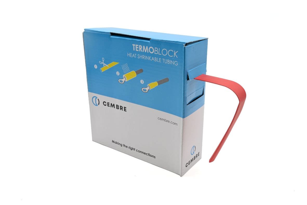 Cembre - Gaine thermo 2:1 en cassette 12,7 mm av. rétreint L 10 m rouge
