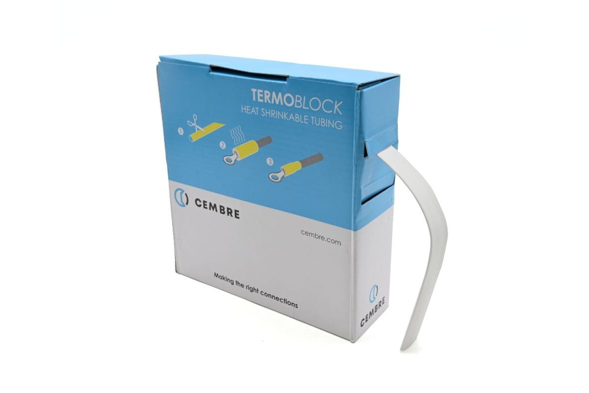 Cembre - Gaine thermo 2:1 en cassette 12,7 mm av. rétreint L 10 m blanche