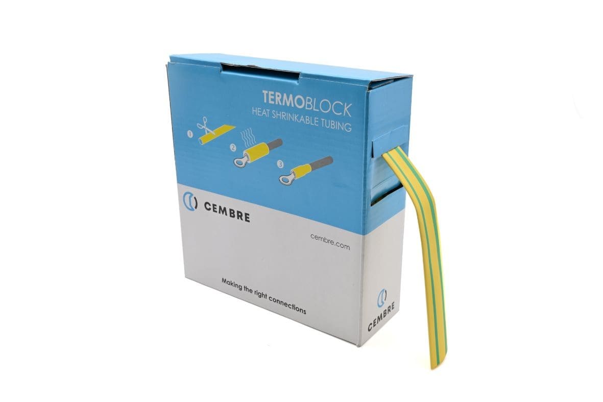 Cembre - Gaine thermo 2:1 en cassette 12,7 mm av. rétreint L 10 m vert/jaune