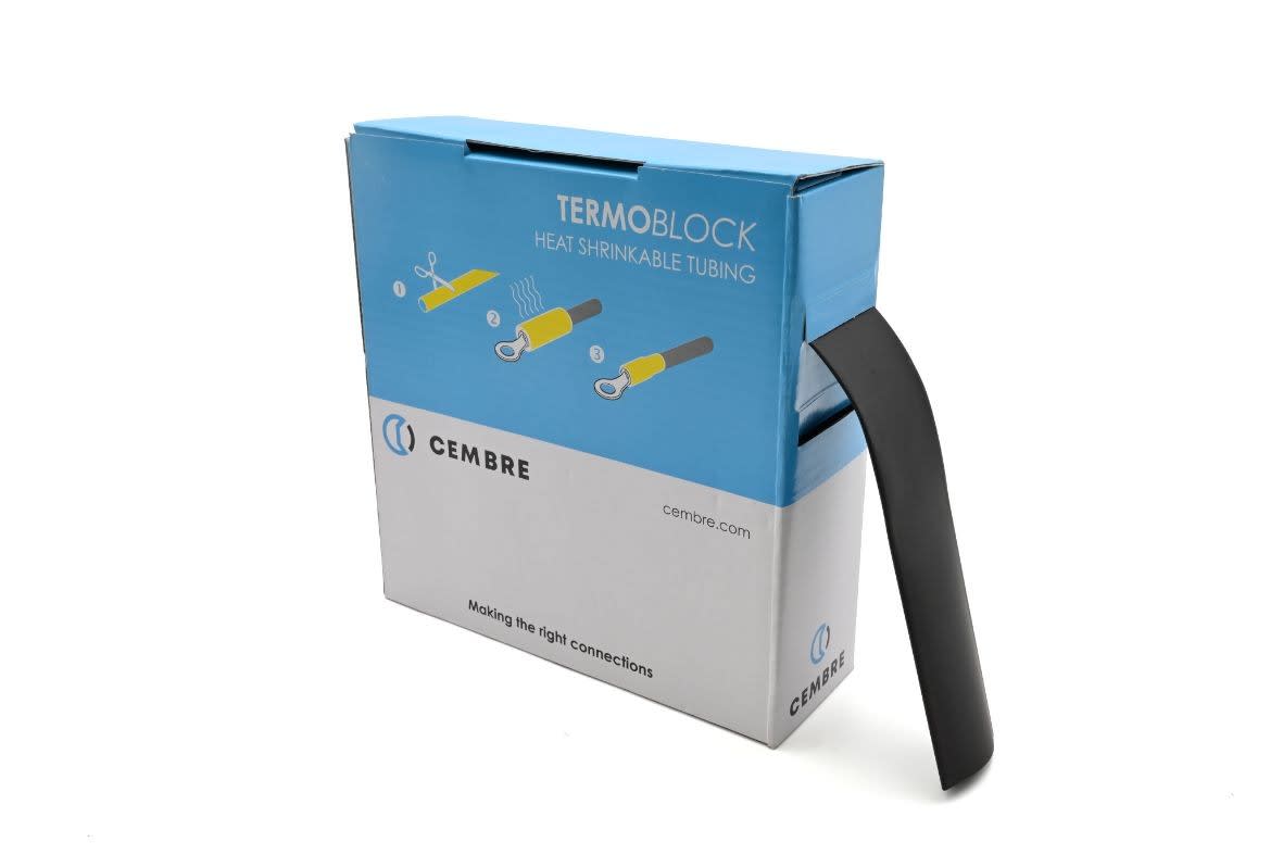 Cembre - Gaine thermo 2:1 en cassette 25,4 mm av. rétreint L 5 m noire