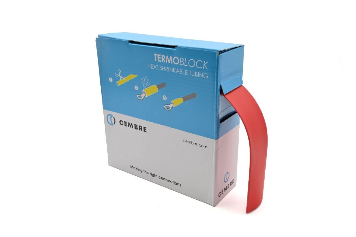 Cembre - Gaine thermo 2:1 en cassette 25,4 mm av. rétreint L 5 m rouge