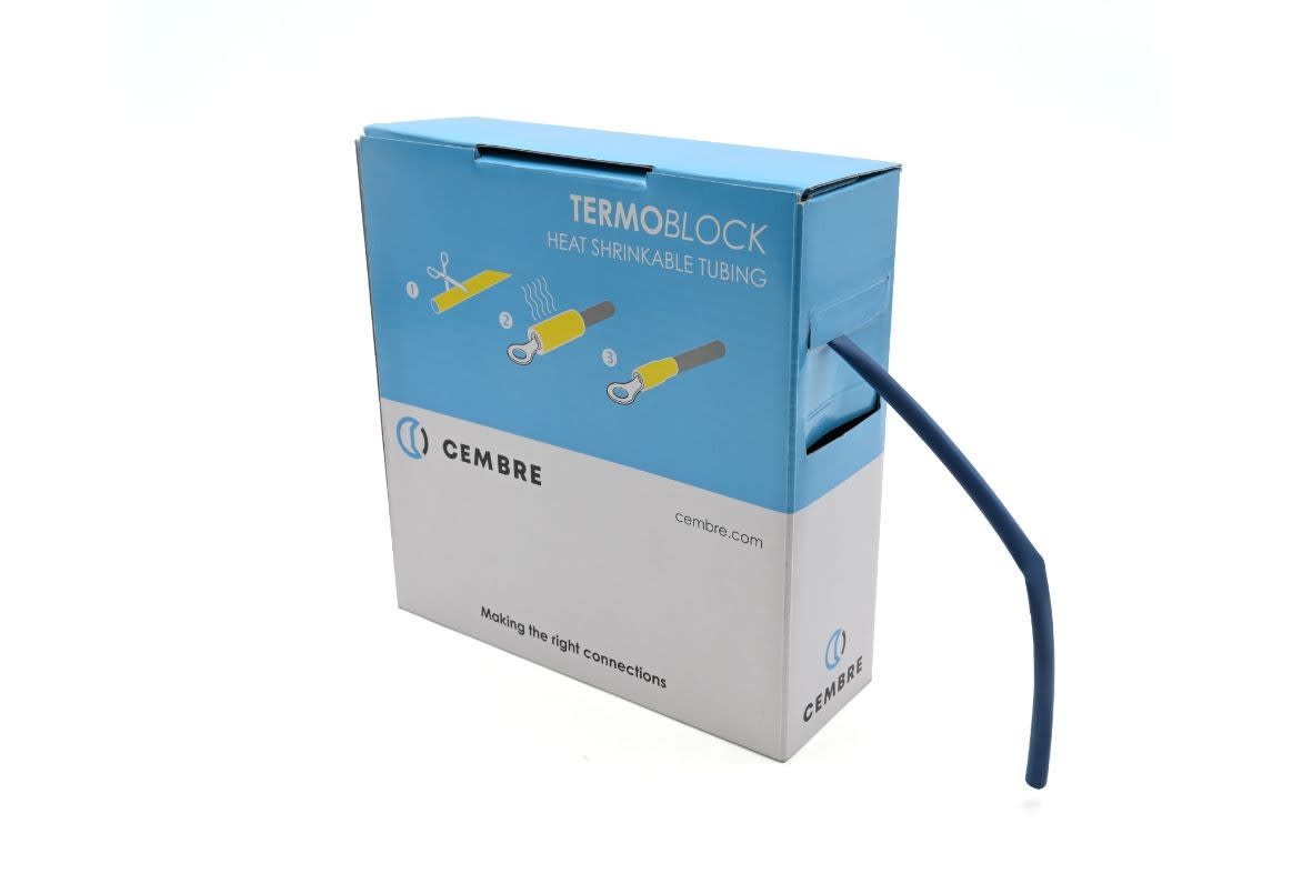 Cembre - Gaine thermo 2:1 en cassette 4,8 mm av. rétreint L 10 m bleue