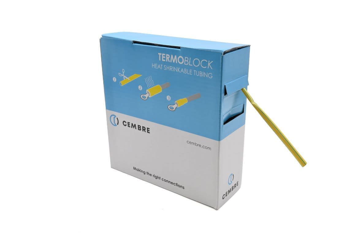 Cembre - Gaine thermo 2:1 en cassette 4,8 mm av. rétreint L 10 m vert/jaune