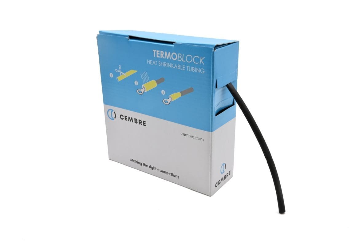 Cembre - Gaine thermo 2:1 en cassette 6,4 mm av. rétreint L 10 m noire