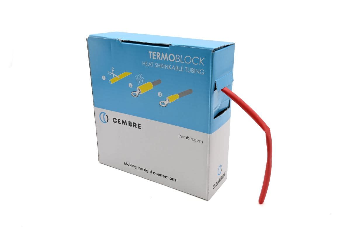 Cembre - Gaine thermo 2:1 en cassette 6,4 mm av. rétreint L 10 m rouge