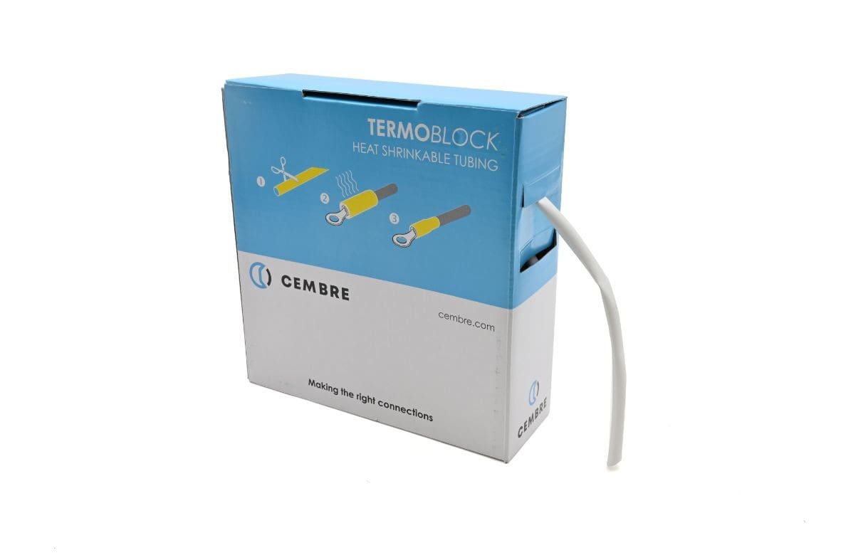 Cembre - Gaine thermo 2:1 en cassette 6,4 mm av. rétreint L 10 m blanche