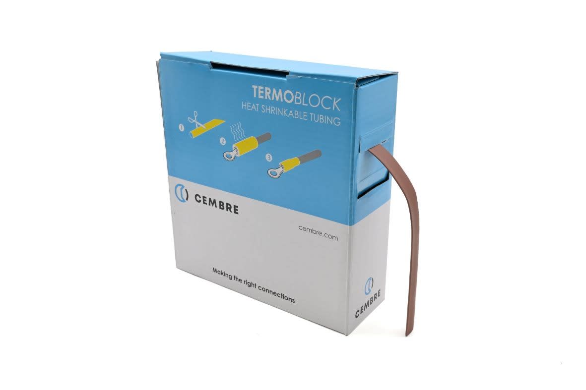 Cembre - Gaine thermo 2:1 en cassette 9,5 mm av. rétreint L 10 m marron