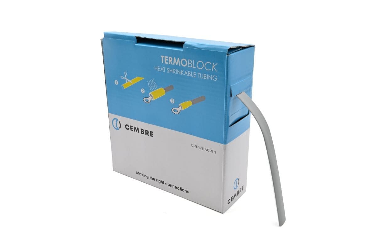 Cembre - Gaine thermo 2:1 en cassette 9,5 mm av. rétreint L 10 m grise