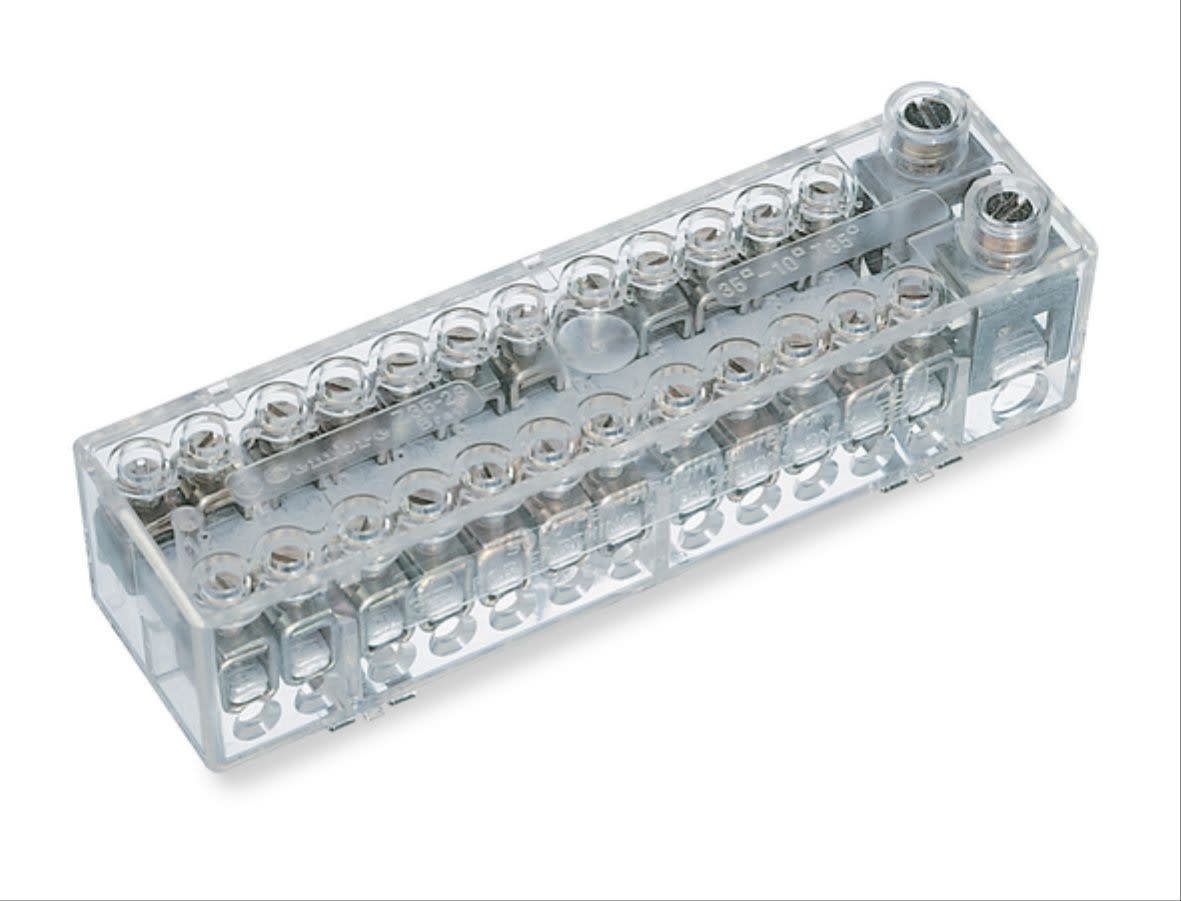 Cembre - Borne de raccordement unipolaire 2 x 35 mm² + 24 x 10 mm² clipsable sur rail