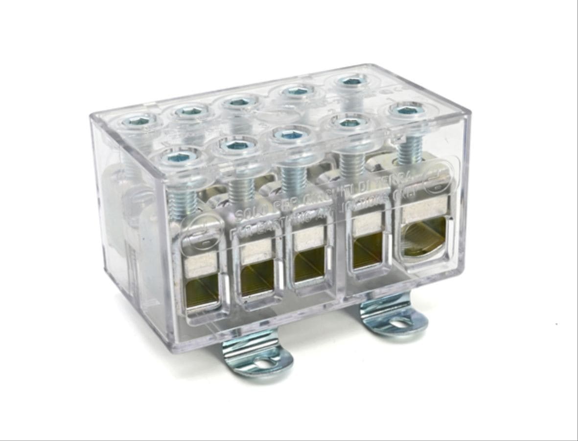 Cembre - Borne de raccordement unipolaire 2 x 50 mm² + 8 x 25 mm² clipsable sur rail