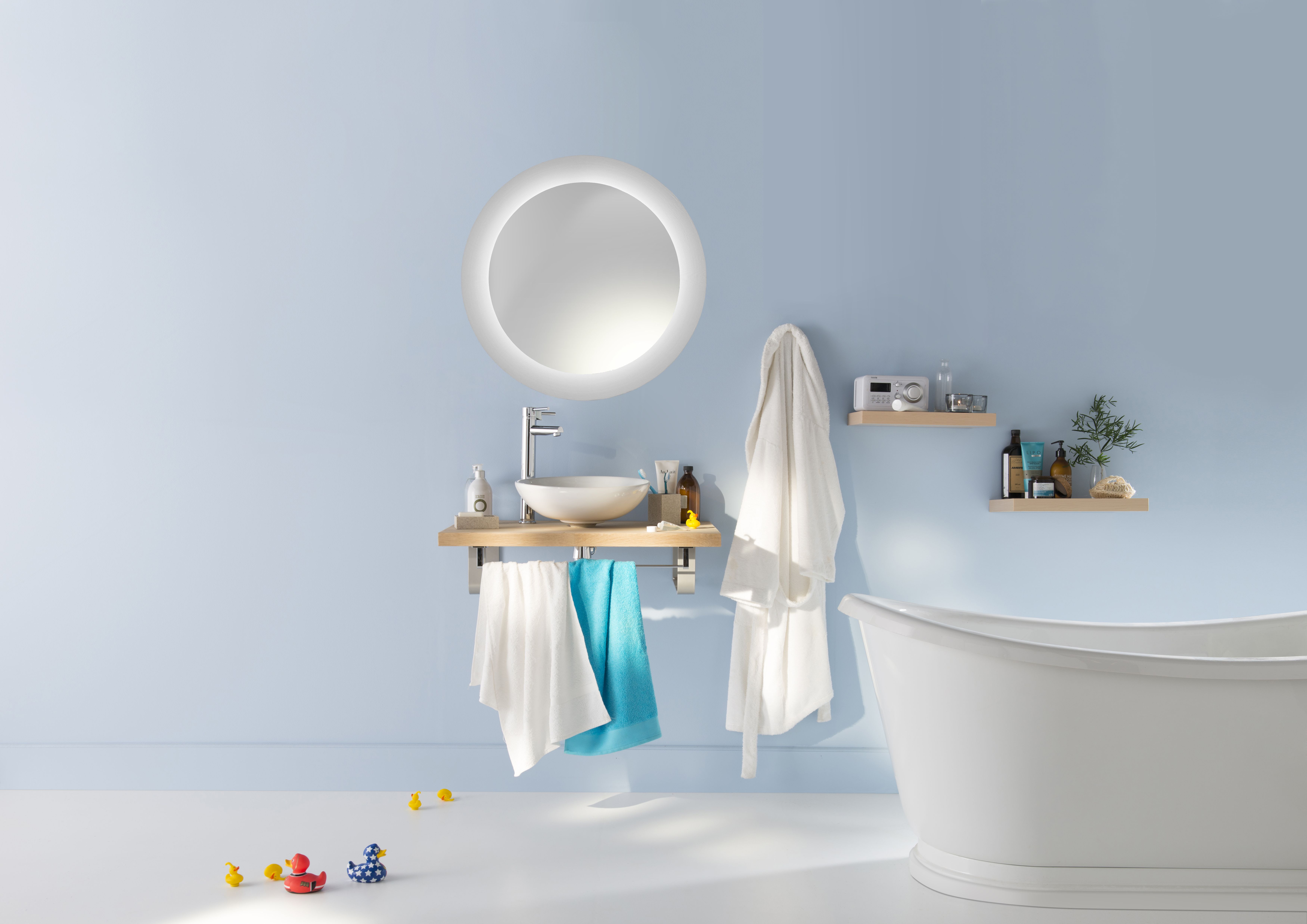 Sedap Atelier - ENCASTRE MIROIR ROND D80 PLATRE NATUREL DIMMABLE DALI IP44