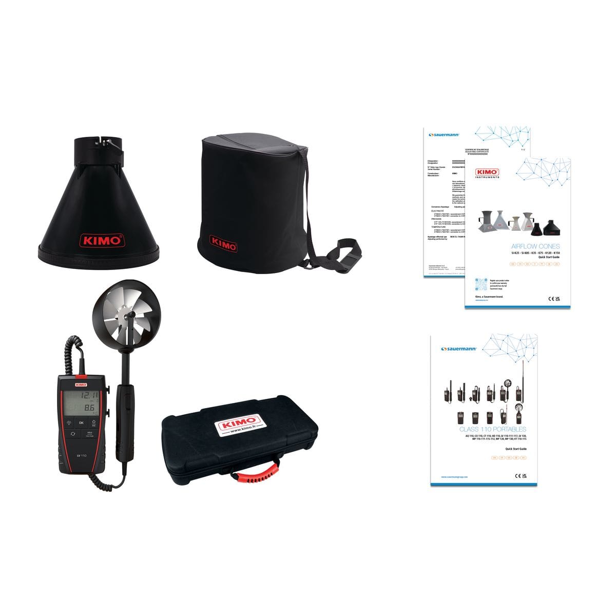 Sauermann - Kit de mesure de débit d'air Si-CONESKIT3 avec LV110S et cône circulaire Si-K25