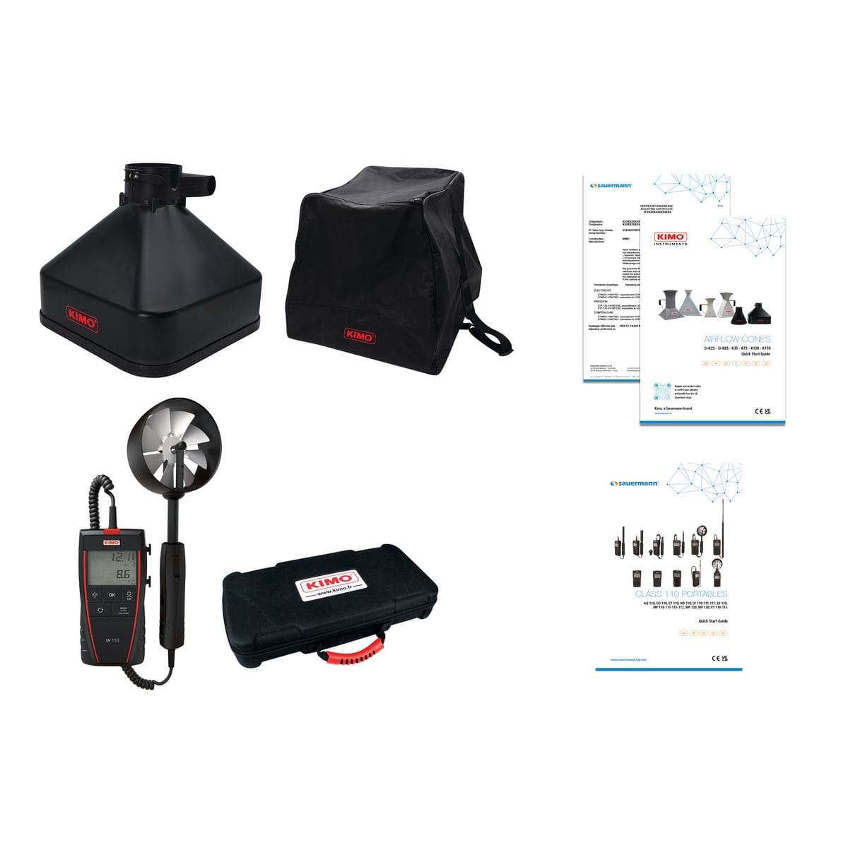 Sauermann - Kit de mesure de débit d'air Si-CONESKIT4 avec LV110S et cône Si-K85 350x350mm