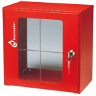 Thermador - Boitier Rouge vitré en acier 450x450x250 avec Serrure +Verre dormant