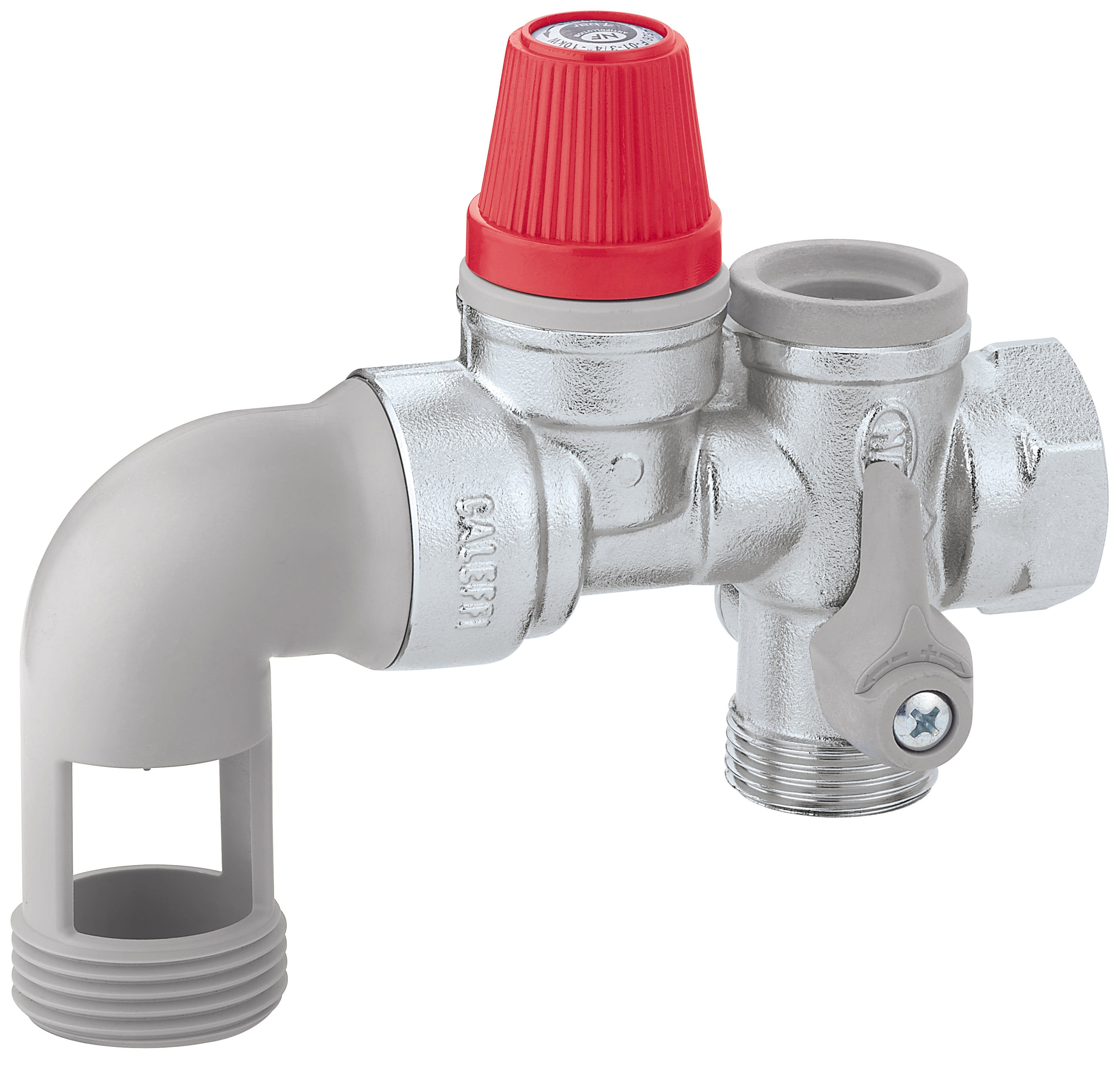 Thermador - Groupe de sécurité coudé chrome 3/4'' pour chauffe-eau jusqu'à 10 kW, agrée NF.