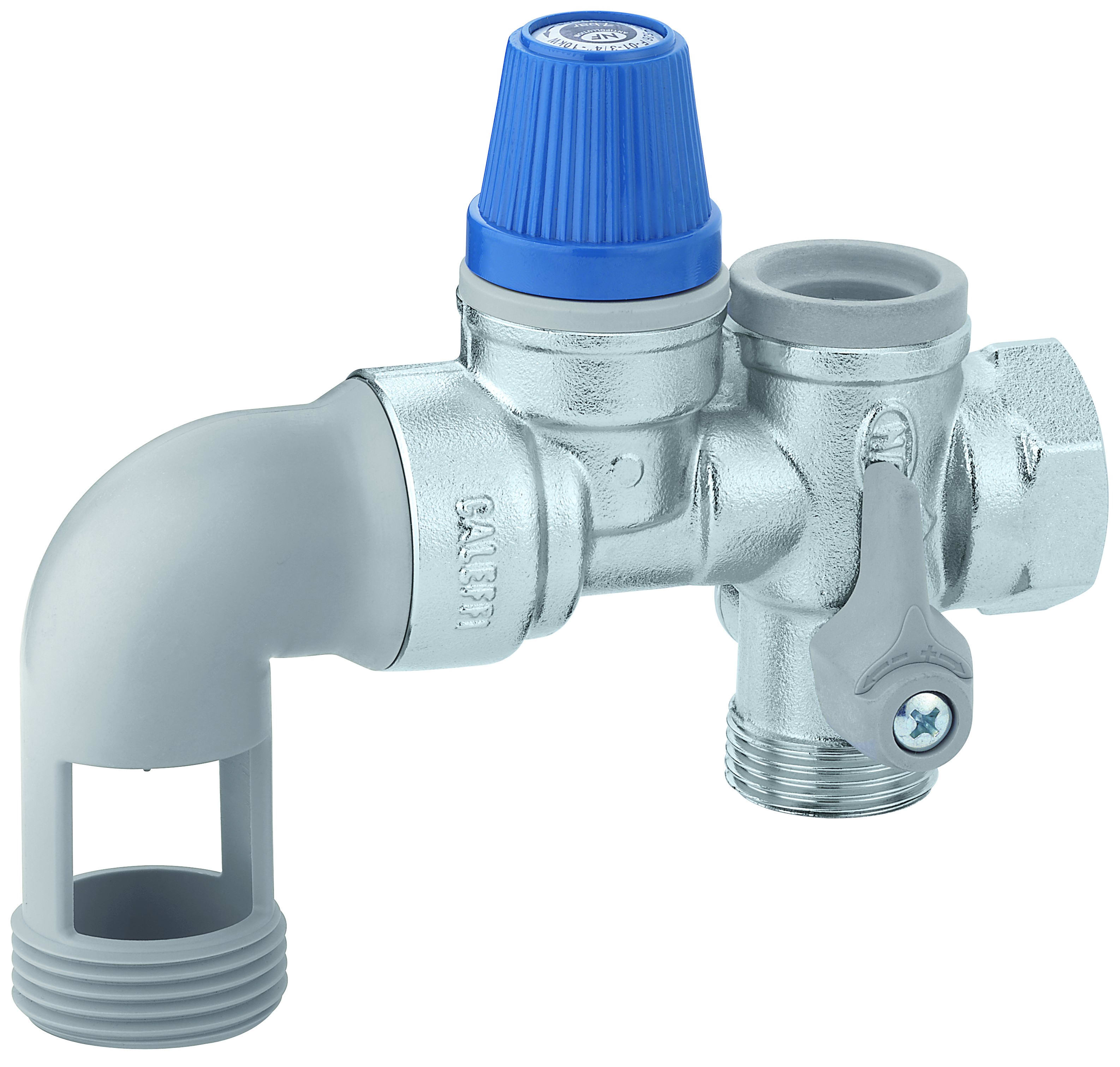 Thermador - Groupe de sécurité coudé inox chromé 3/4'' pour chauffe-eau jusqu'à 10 kW, NF