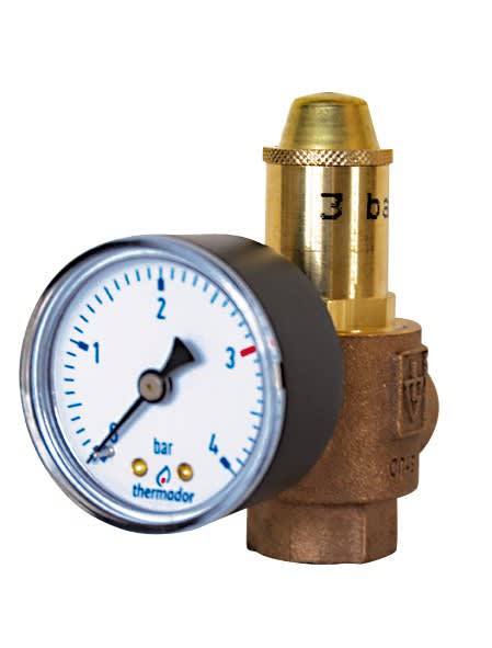 Thermador - Soupape de Sureté Corps Bronze 1/2" GM3 bar - avec Manomètre