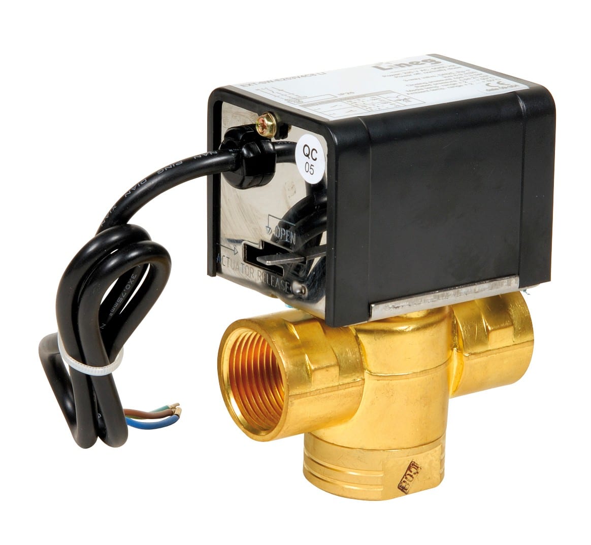 Thermador - Vanne 3 voies fermée, retour ressort, moteur 230V, pression max 1,3 bar