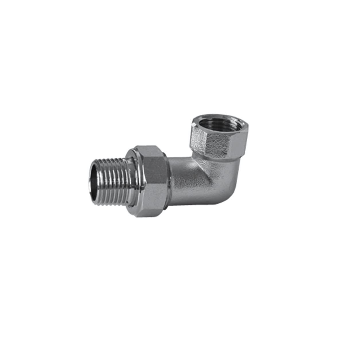 Thermador - Coude Union 1/2"MF Nickelé3 pièces laiton à visser sphéro-conique