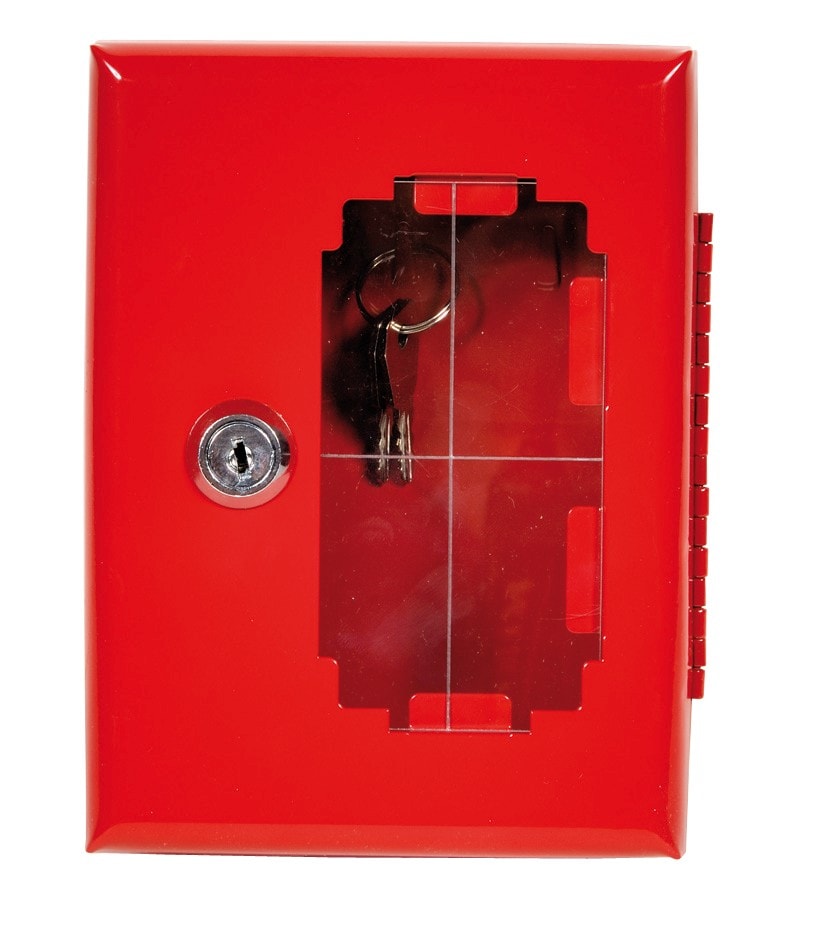 Thermador - Boite Rouge vitré en acier pour clefs avec Serrure +Verre dormant