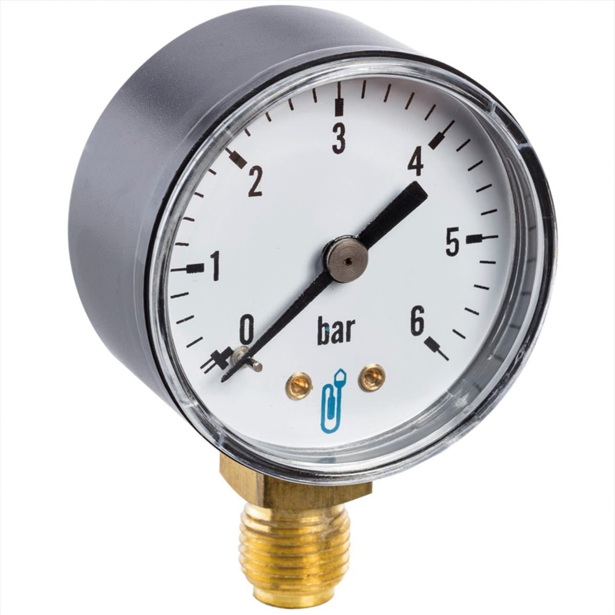 Thermador - Manomètre Ø63 radial 0-6 bar 1/4" ABS raccordement radial vertical