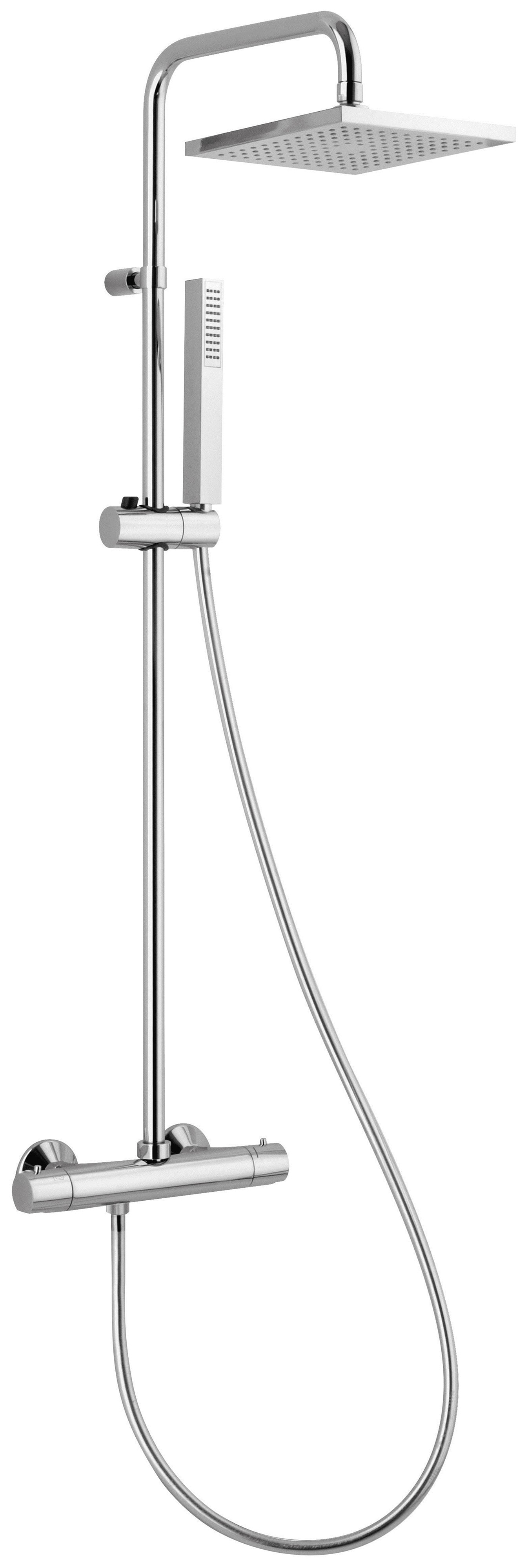 Thermador - Colonne de douche. Mitigeur thermostatique. Pomme de Douche carrée 200x200mm ABS