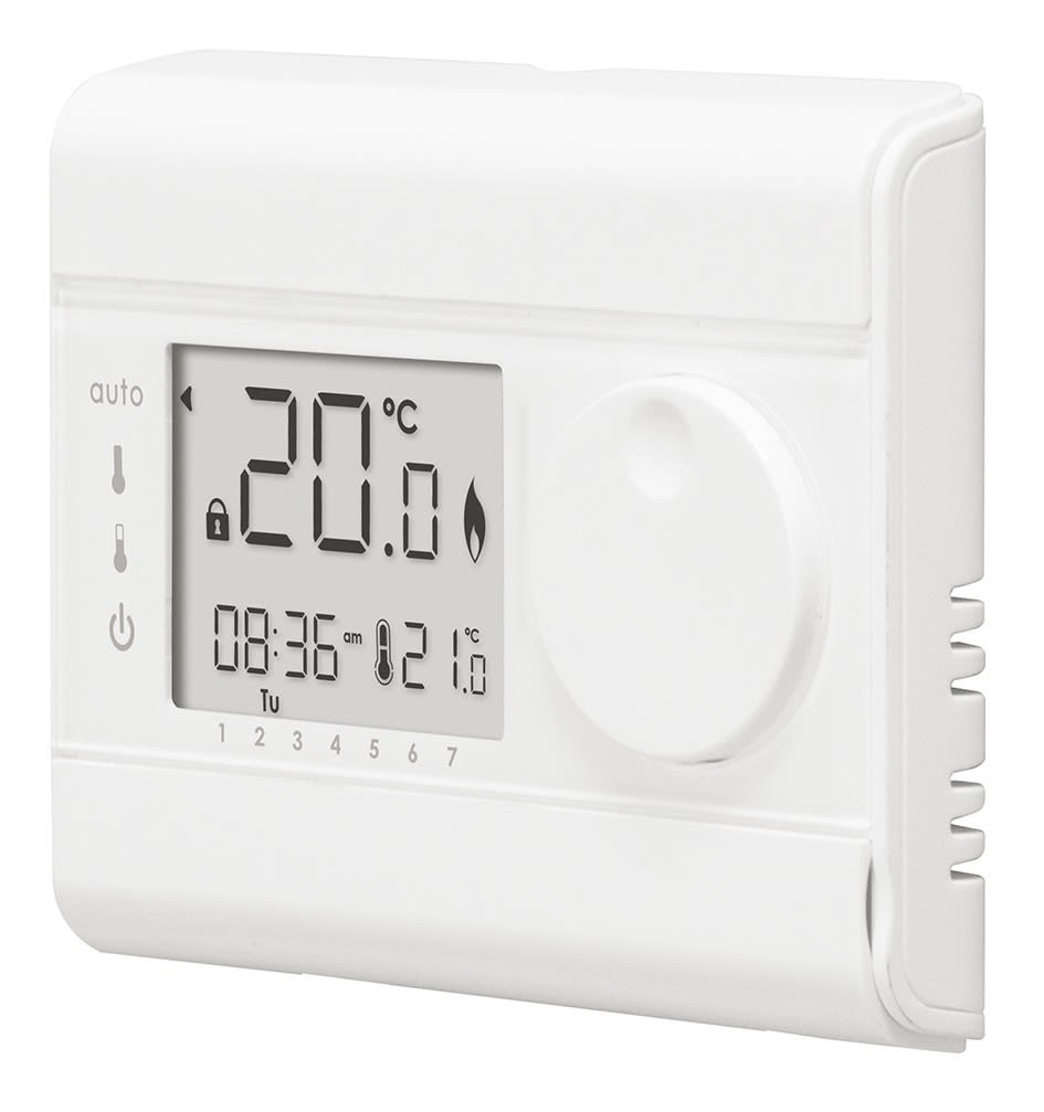 Thermador - Thermostat d'ambiance Hebdo à piles fil.+5°Cà +30°C, filaire