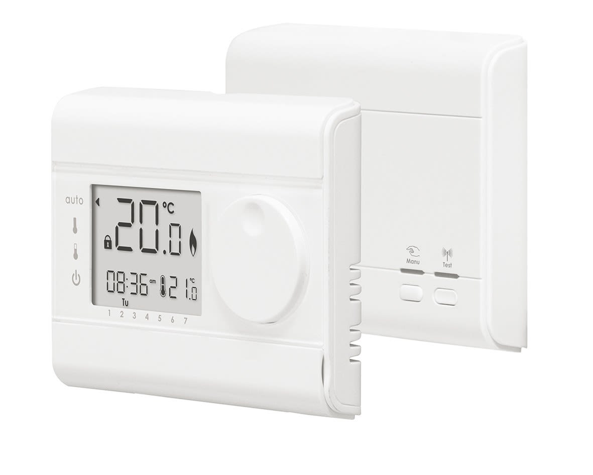 Thermador - Thermostat d'ambiance Hebdo radio+5°Cà +30°C, radio, à piles