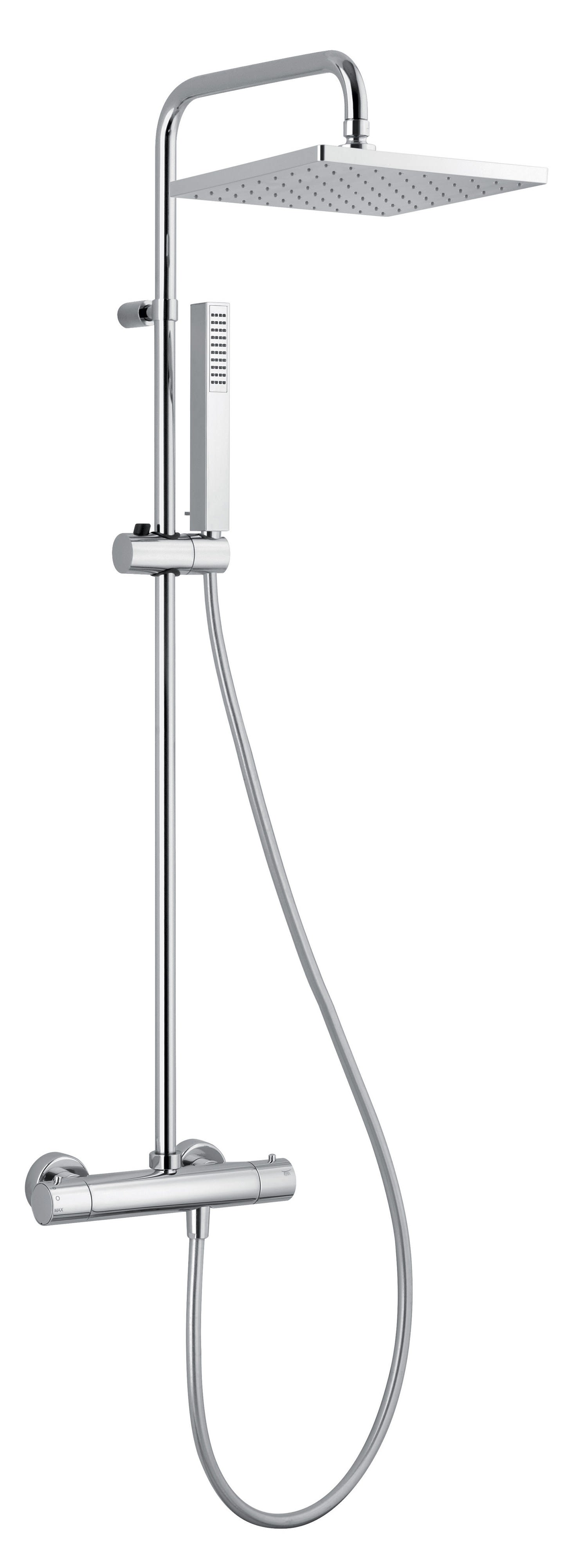 Thermador - Système de douche thermostatique carrée Wata chromé - corps "froid" - pomme ABS