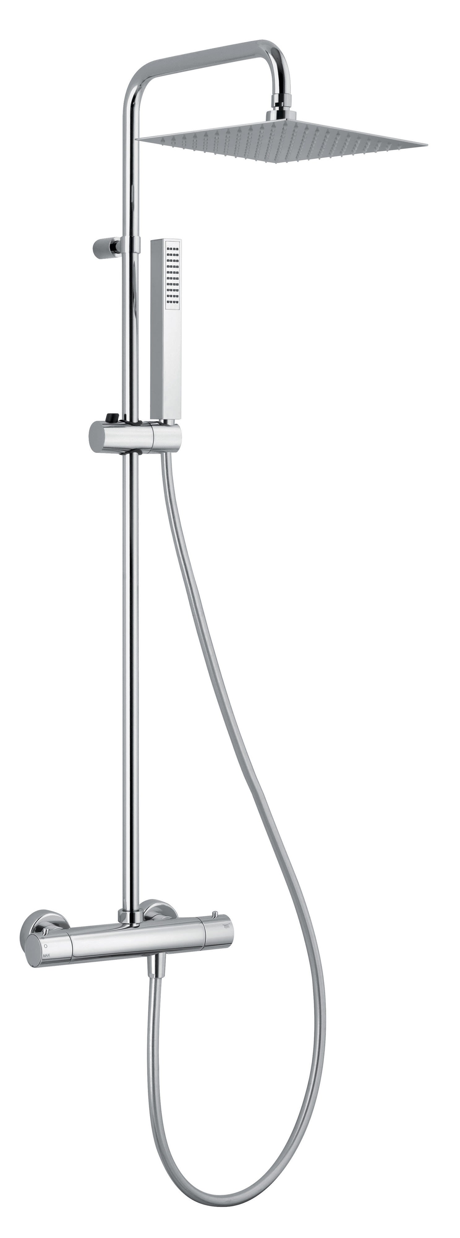 Thermador - Système de douche thermostatique carréeWATA chromé - corps "froid"- pomme méta