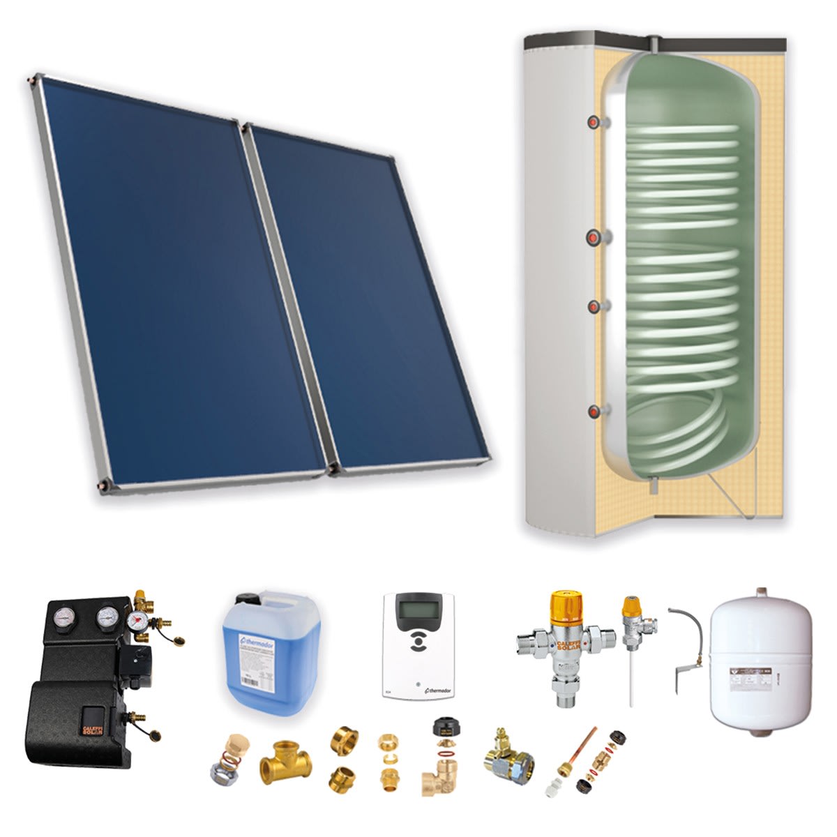 Thermador - Pack B-CESI ballon 200L soutien primaire-2 panneaux-fix. toit. plate+ access.