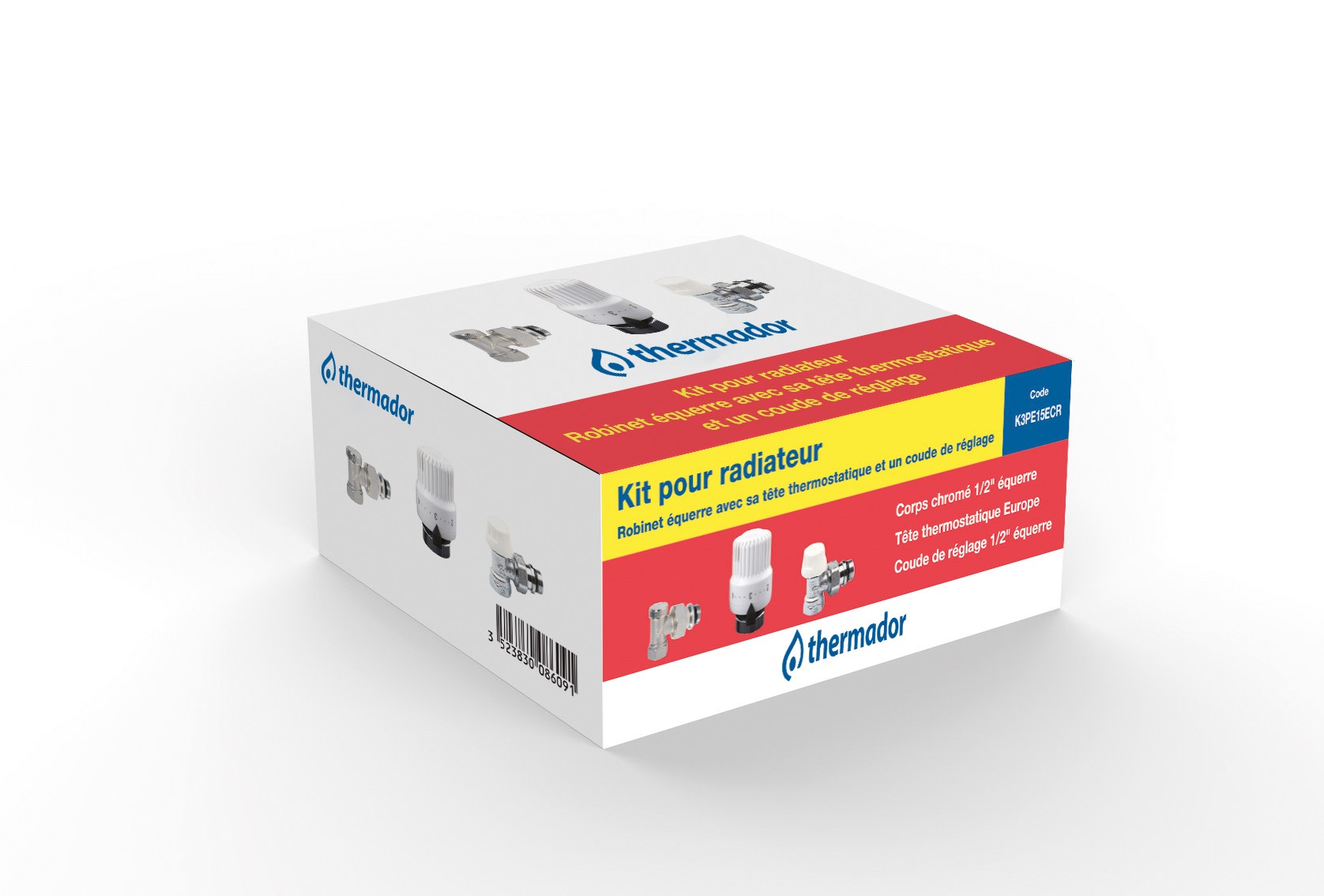 Thermador - Kit radiateur EUROPE 3 pces DN12 EquerreTTE + CT12E + CR12N