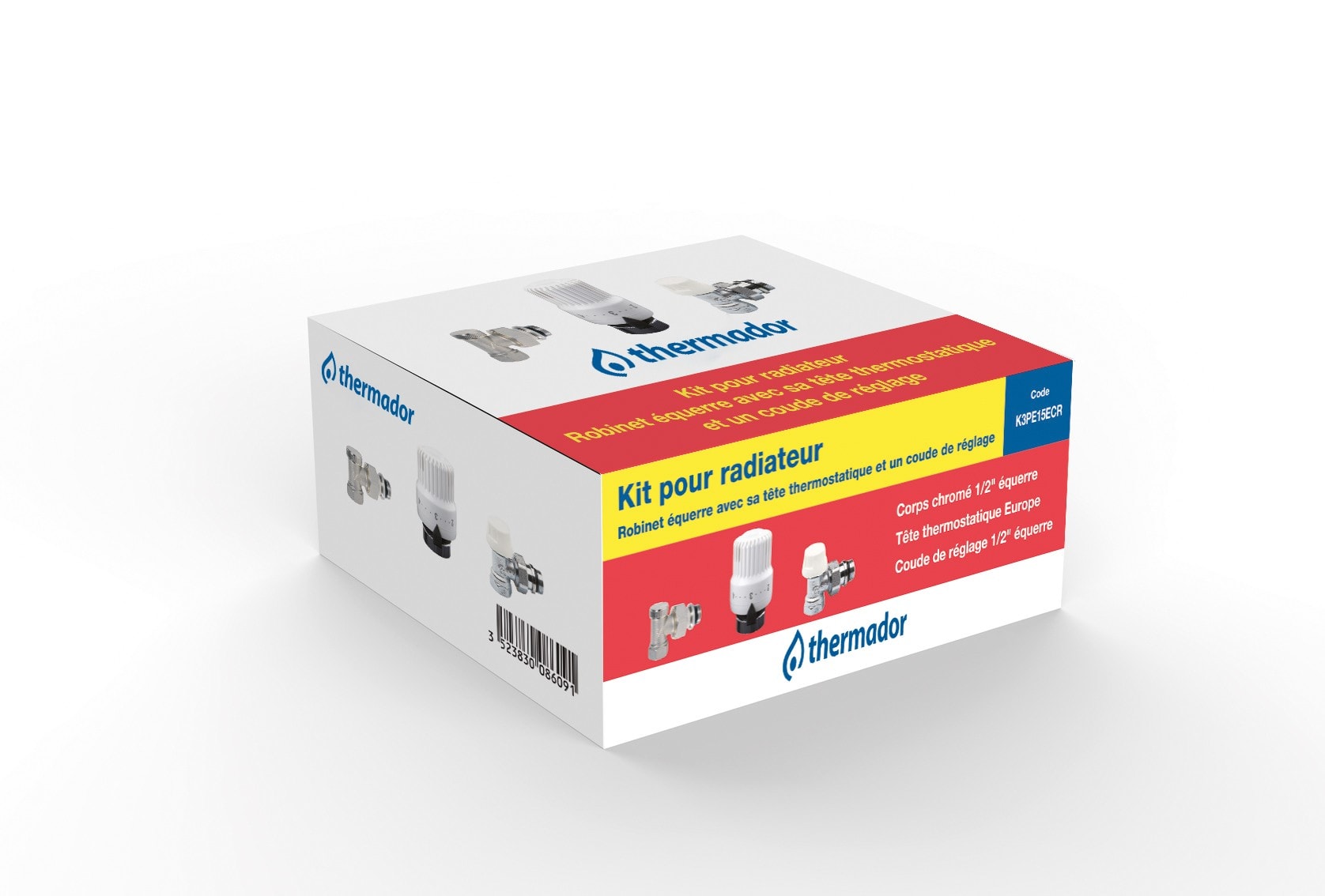 Thermador - Kit radiateur EUROPE 3 pces DN15 EquerreTTE + CT15E + CR15N