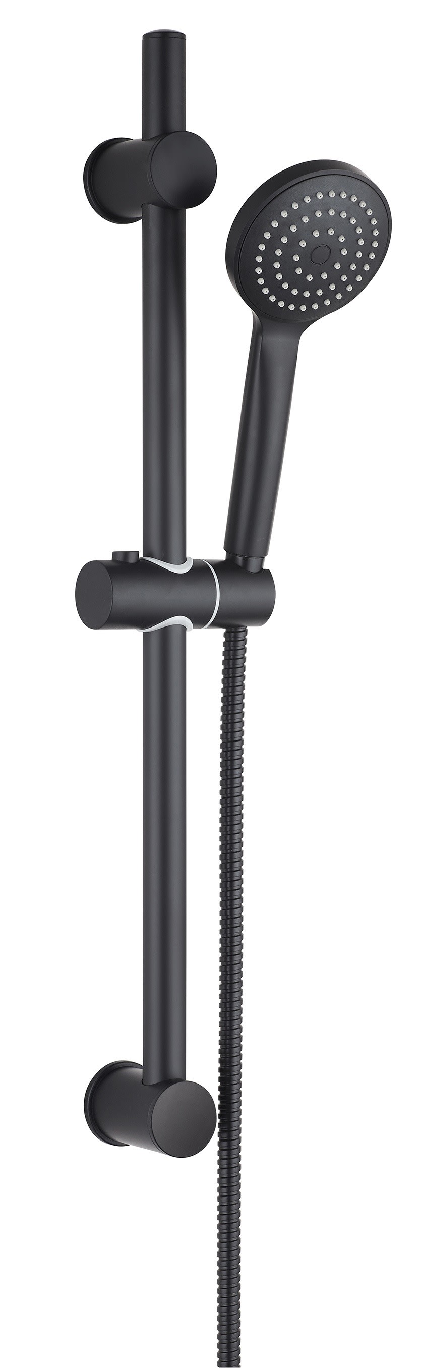 Thermador - Barre de douche inox noire 50cm Ø 25 mm 1 point fixe + 1 point réglable