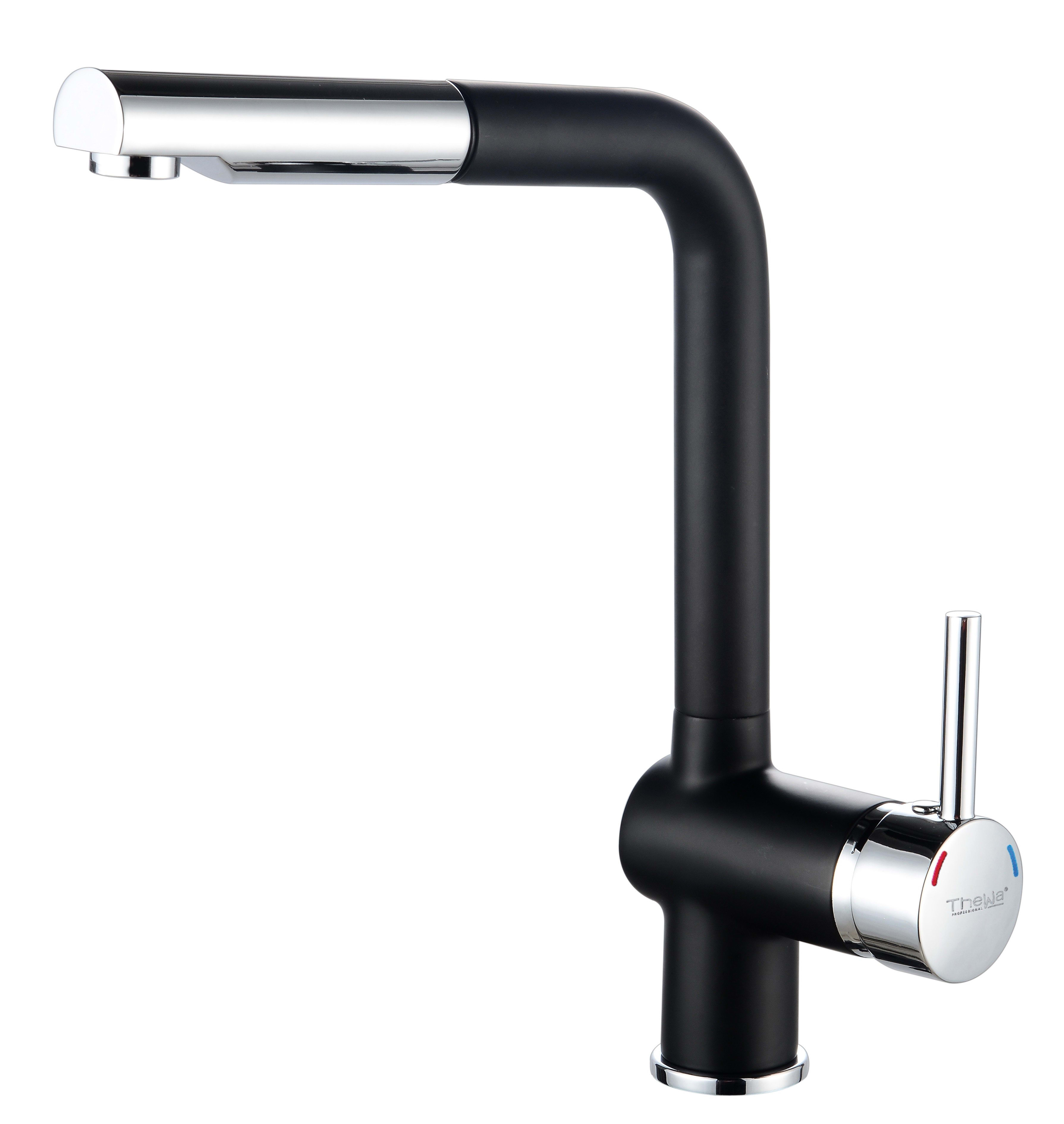 Thermador - Mitigeur avec bec extractiblepour évier. TANER chromé-noir