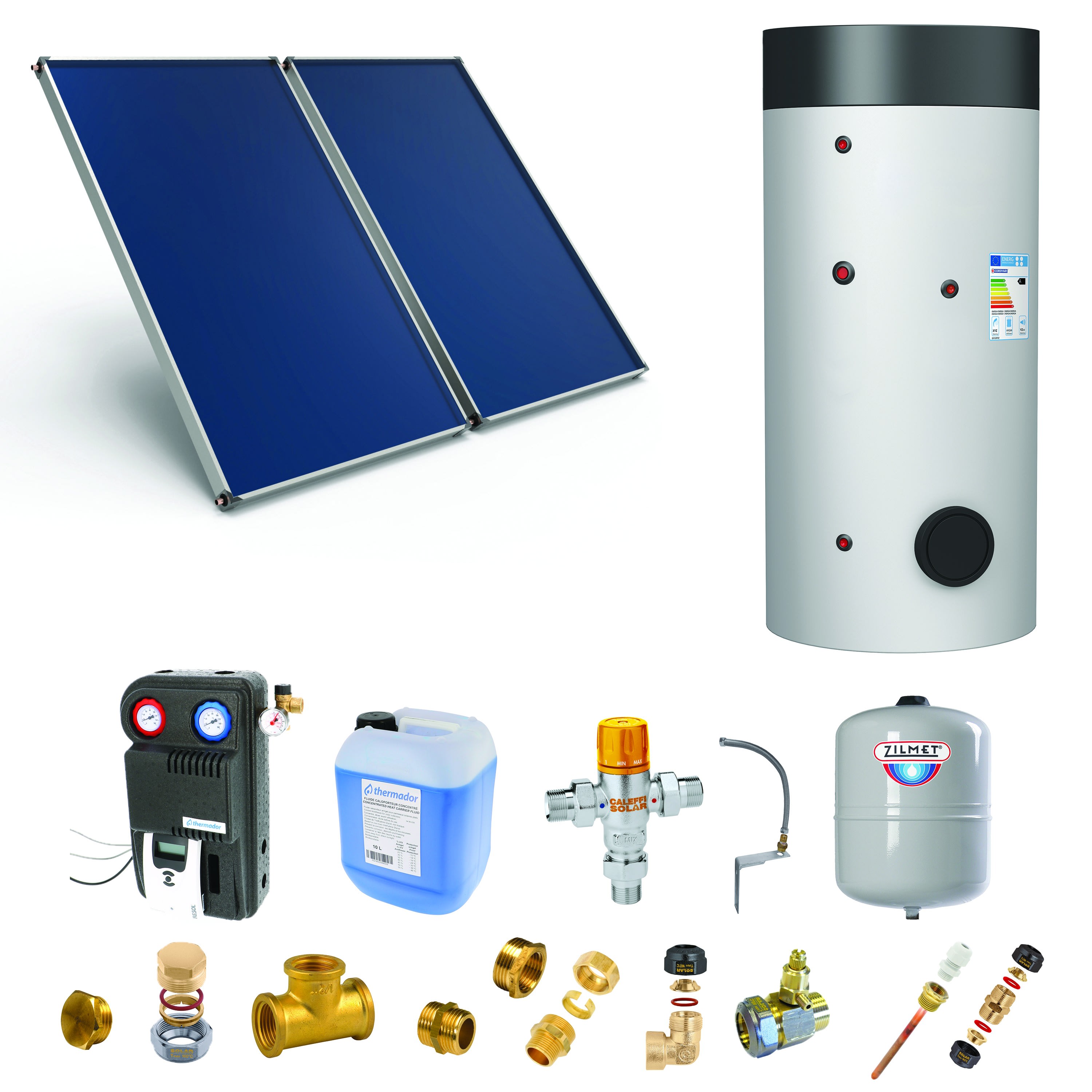 Thermador - Pack C-CESI ballon 300L soutien PAC- 2 panneaux-fix. toit. plate+ access.