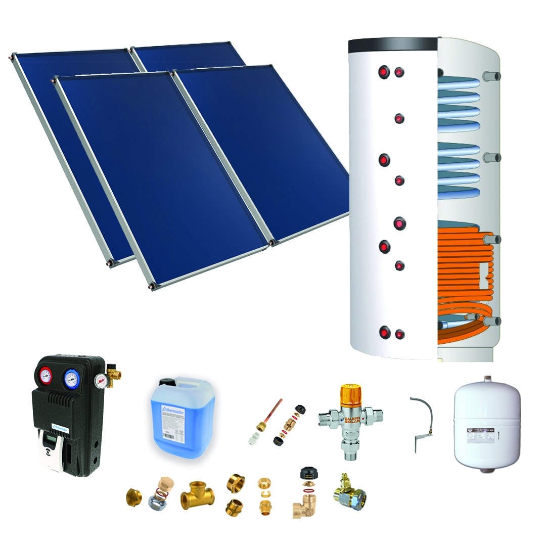 Thermador - Pack D-SSC 500L hte t°-ECS semi-instant.-4 panneaux-fix. toit. inclinée+ access.