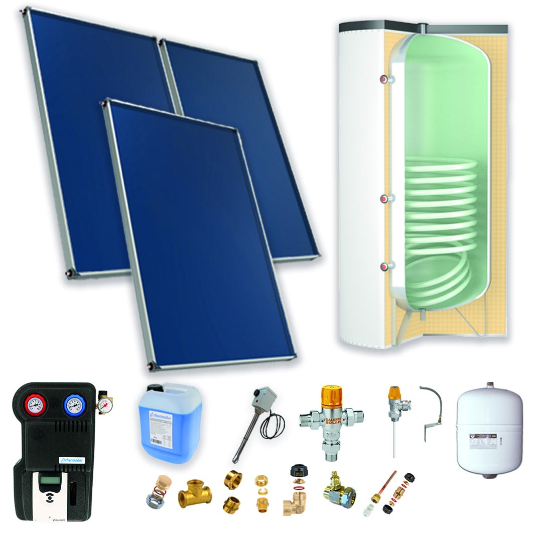 Thermador - Pack A-CESI avec appoint élec.500L blanc -3 panneaux-fix. toit. inclinée+ access