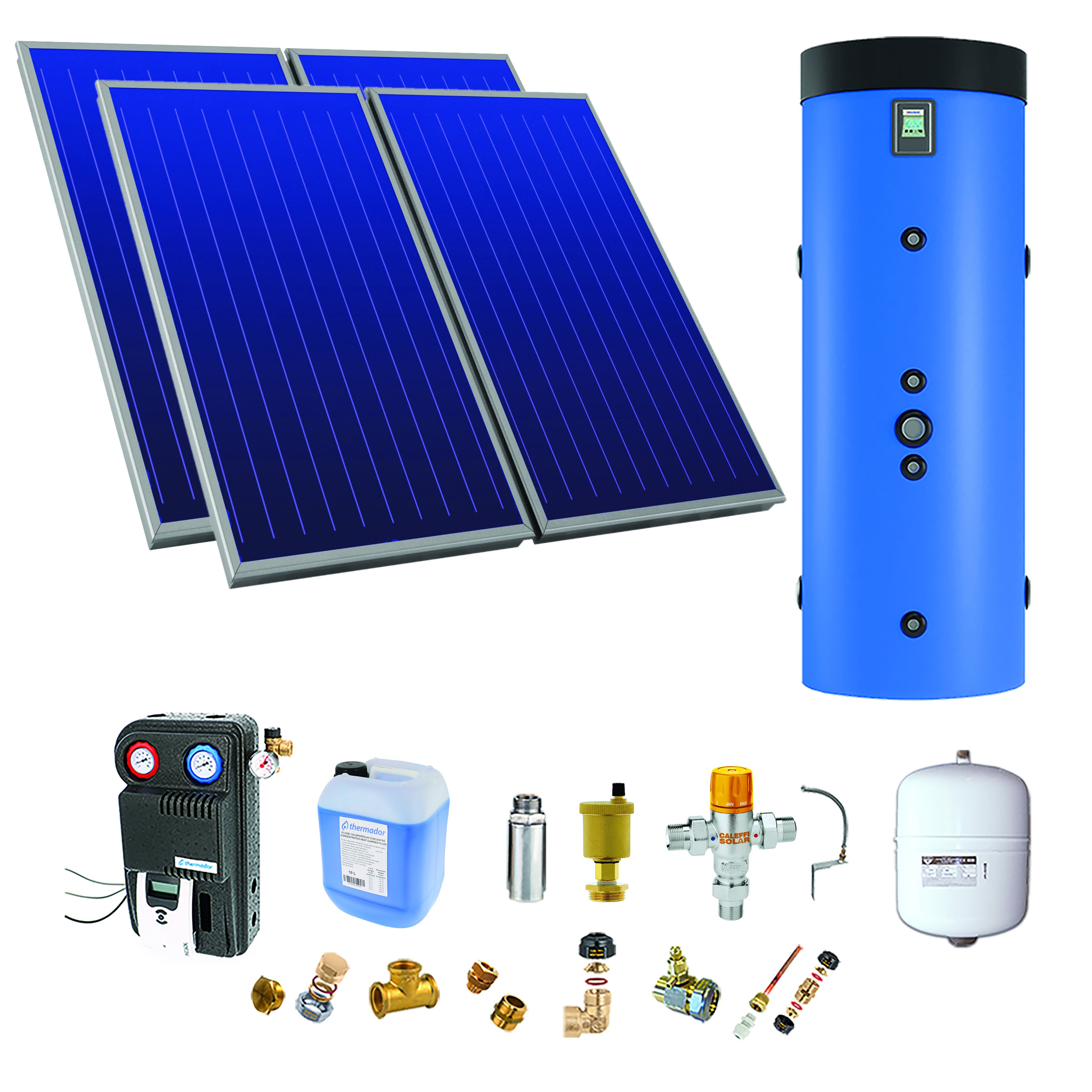 Thermador - Pack E-SSC 400L moyenne t°-ECS instant. -4 panneaux-fix. toit. inclinée+ access