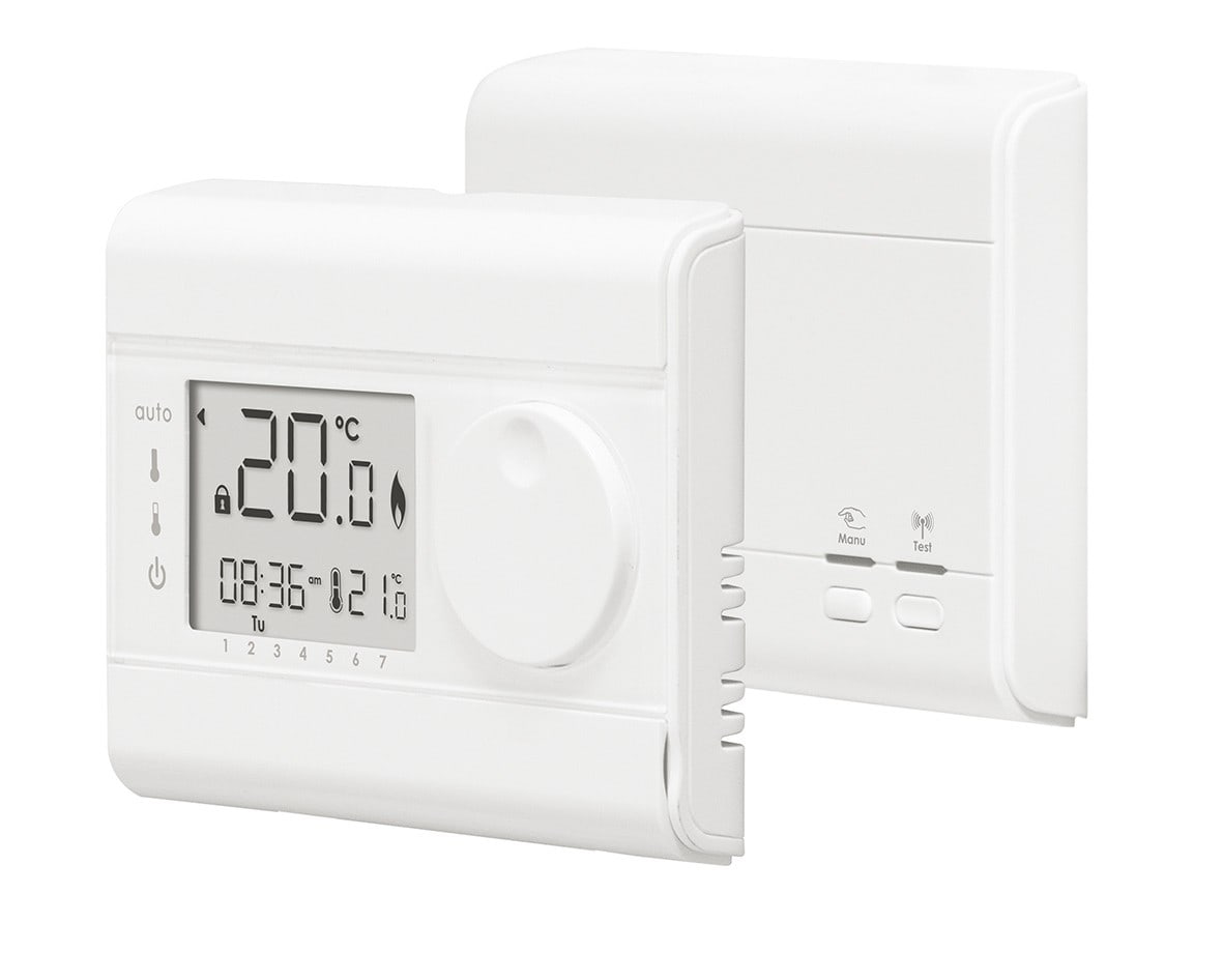 Thermador - Thermostat d'ambiance Hebdo radio+5°Cà +30°C, radio, à piles