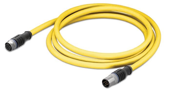 Wago Contact - Câble bus système ch. porte-câbles - M12 femelle droit - M12 mâle droit - 2m