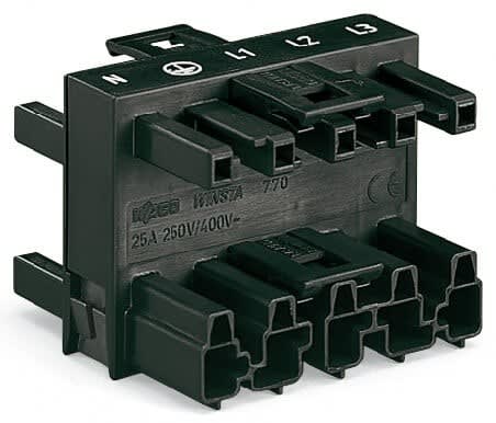 Wago Contact - Distributeur triple Connecteurs 1 mâle / 3 femelles 5 pôles / Noir