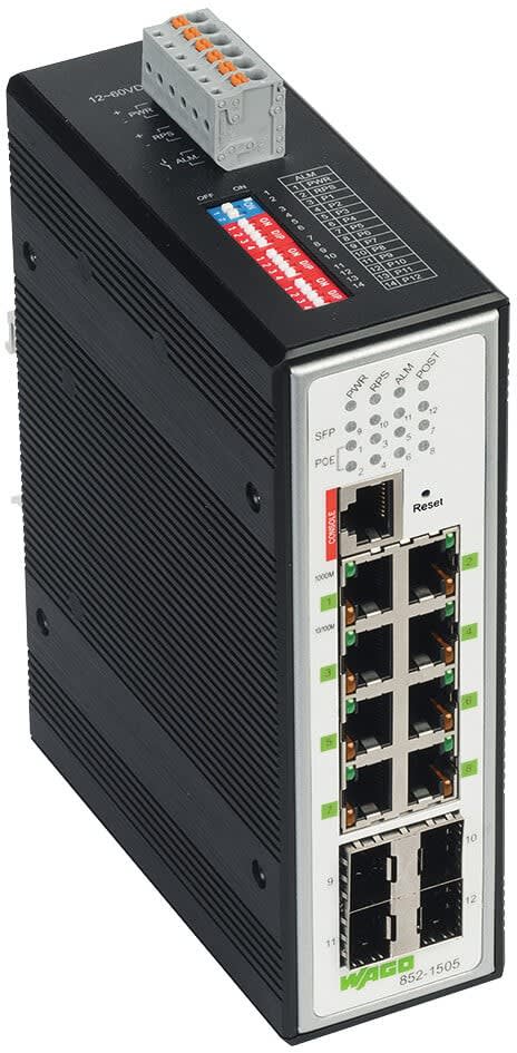 Wago Contact - Switch ETHERNET admin. 8 ports PoE+ 1000Base-T - 4 slots SFP 1000