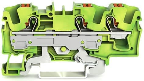Wago Contact - Borne de protection pour 3 conducteu avec poussoir 6mm², vert-jaune